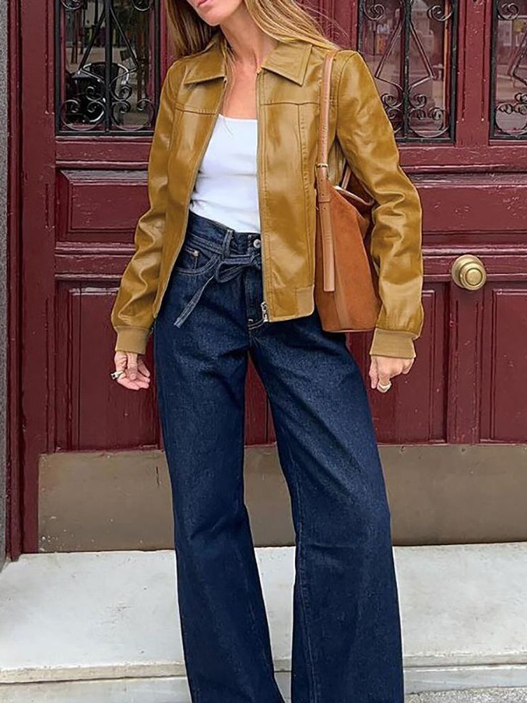 StyleCast x Revolte Women Spread Collar Solid Casual Leather Insulator Jacket, Mustard
StyleCast x Revolte Women Spread Collar Solid Casual Leather Insulator Jacket, Mustard