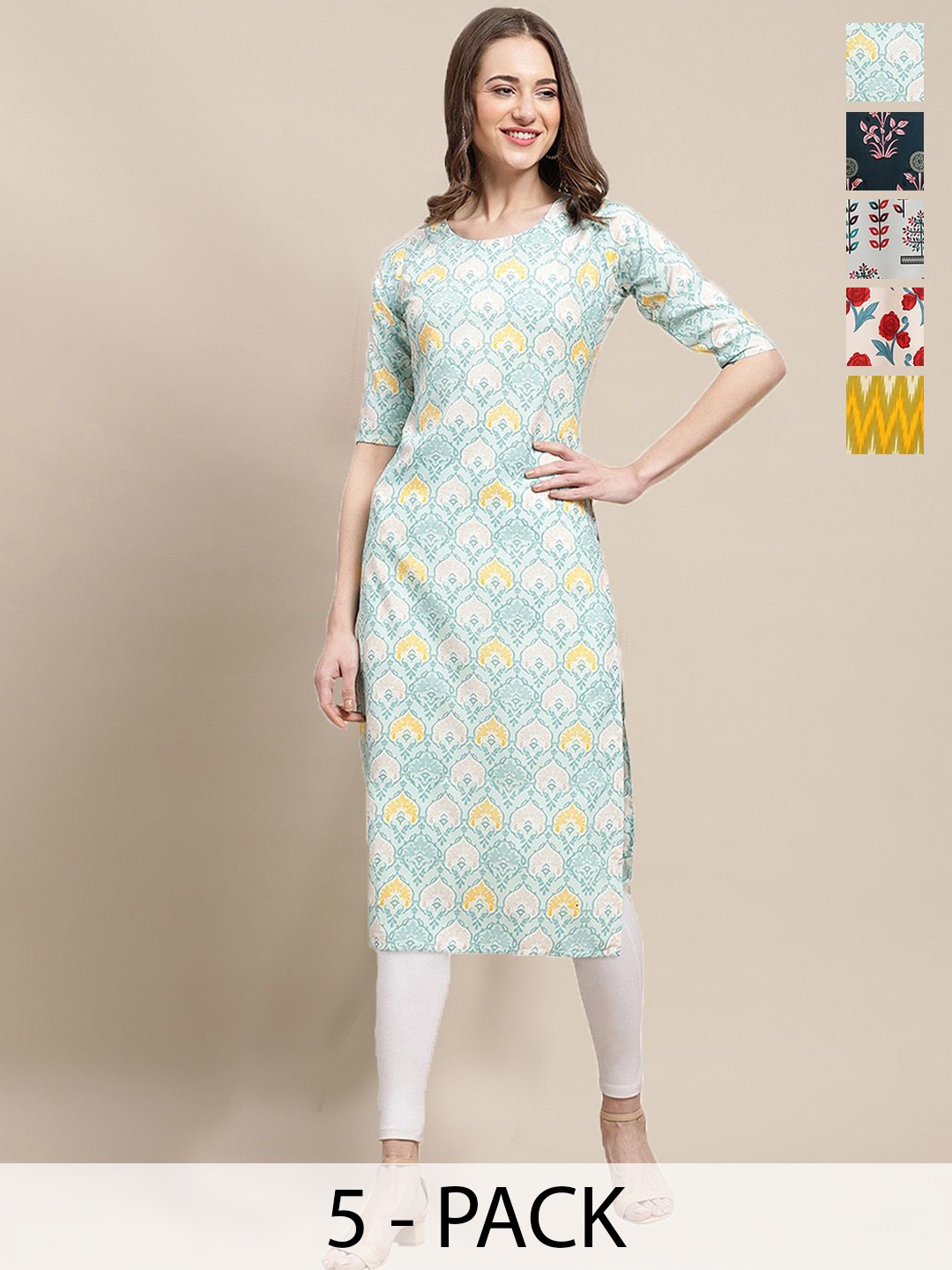 7Threads Selection Of 5 Ethnic Motifs Printed Round Neck Crepe Straight Kurta, Blue
7Threads Selection Of 5 Ethnic Motifs Printed Round Neck Crepe Straight Kurta, Blue