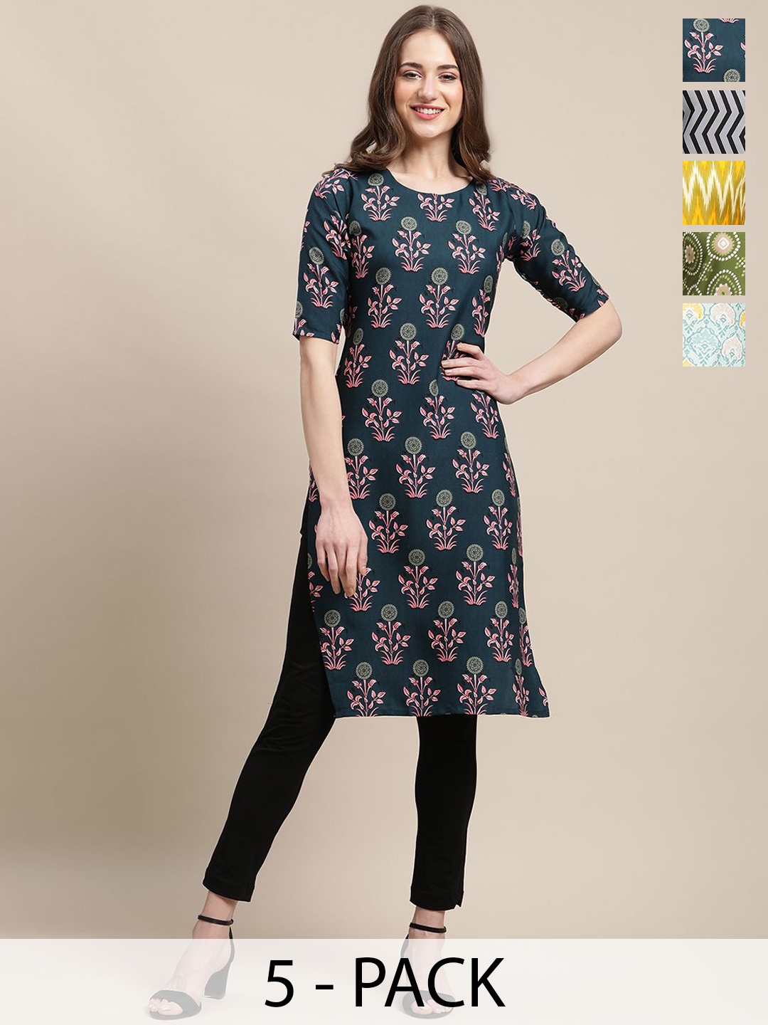 7Threads Selection of 5 Ethnic Motifs Printed Round Neck Crepe Straight Kurta, Green
7Threads Selection of 5 Ethnic Motifs Printed Round Neck Crepe Straight Kurta, Green