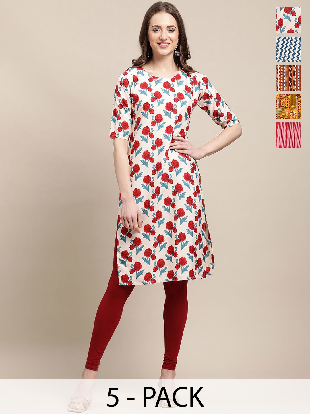 7Threads Set Of 5 Floral Printed Round Neck Regular Sleeves Machine Weave Straight Kurta, White
7Threads Set Of 5 Floral Printed Round Neck Regular Sleeves Machine Weave Straight Kurta, White