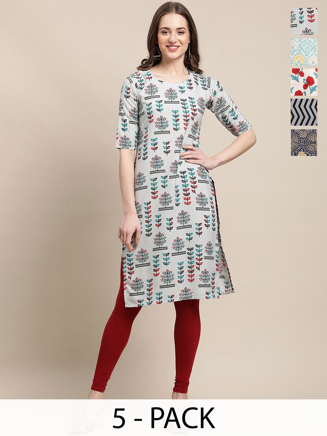 7Threads Selection Of 5 Ethnic Motifs Printed Round Neck Straight Crepe Kurtas, Green
7Threads Selection Of 5 Ethnic Motifs Printed Round Neck Straight Crepe Kurtas, Green