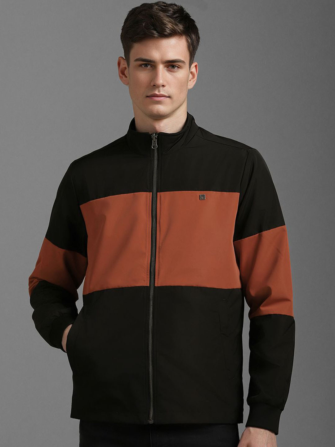 Louis Philippe Sport Men Colourblocked Mock Collar Pure Cotton Open Front Jacket, Black
Louis Philippe Sport Men Colourblocked Mock Collar Pure Cotton Open Front Jacket, Black