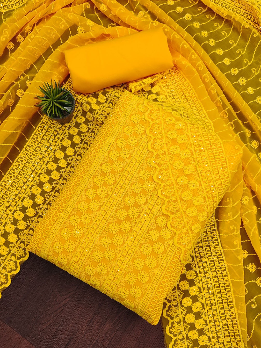 LeeliPeeri Designer Floral Chikankari Embroidered Georgette Unstitched Dress Material, Yellow
LeeliPeeri Designer Floral Chikankari Embroidered Georgette Unstitched Dress Material, Yellow
