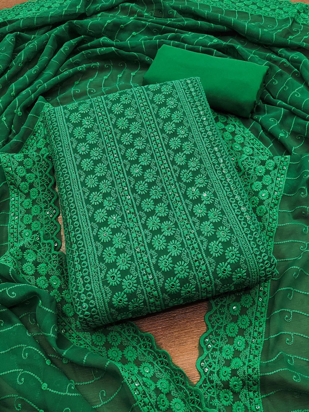 LeeliPeeri Designer Floral Chikankari Embroidered Soft Georgette Unstitched Dress Material, Green
LeeliPeeri Designer Floral Chikankari Embroidered Soft Georgette Unstitched Dress Material, Green
