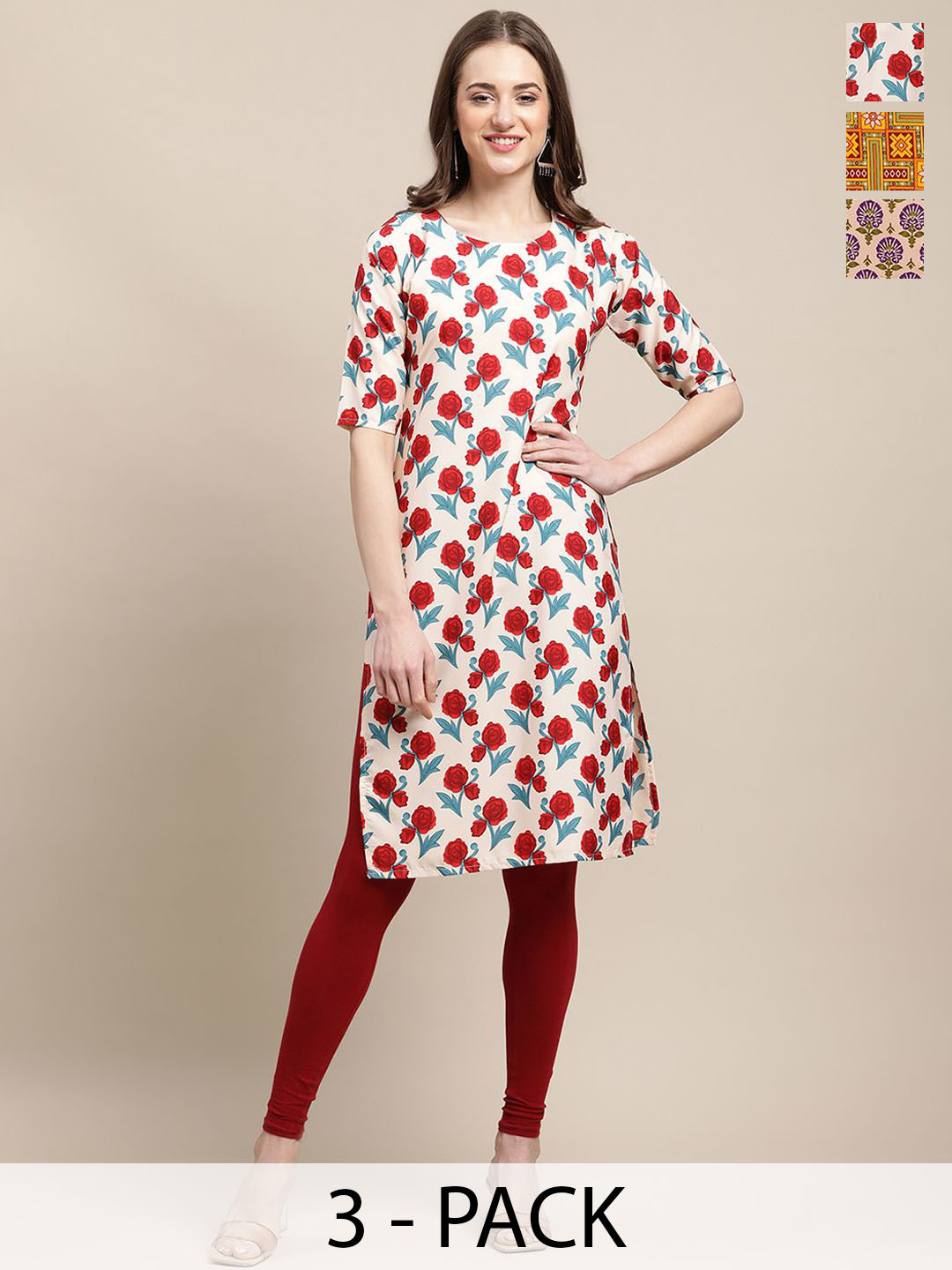 7Threads Selection Of 3 Ethnic Motifs Printed Round Neck Straight Crepe Kurtas, White
7Threads Selection Of 3 Ethnic Motifs Printed Round Neck Straight Crepe Kurtas, White