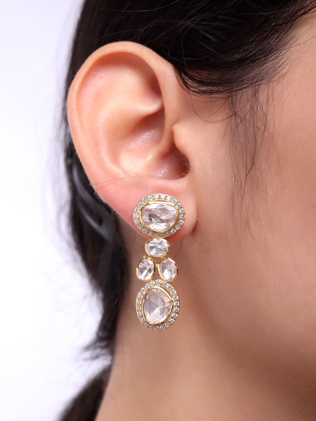 Sica Jewellery Sterling Silver Rhodium-Plated Stones Studded Floral Drop Earrings, Gold
Sica Jewellery Sterling Silver Rhodium-Plated Stones Studded Floral Drop Earrings, Gold