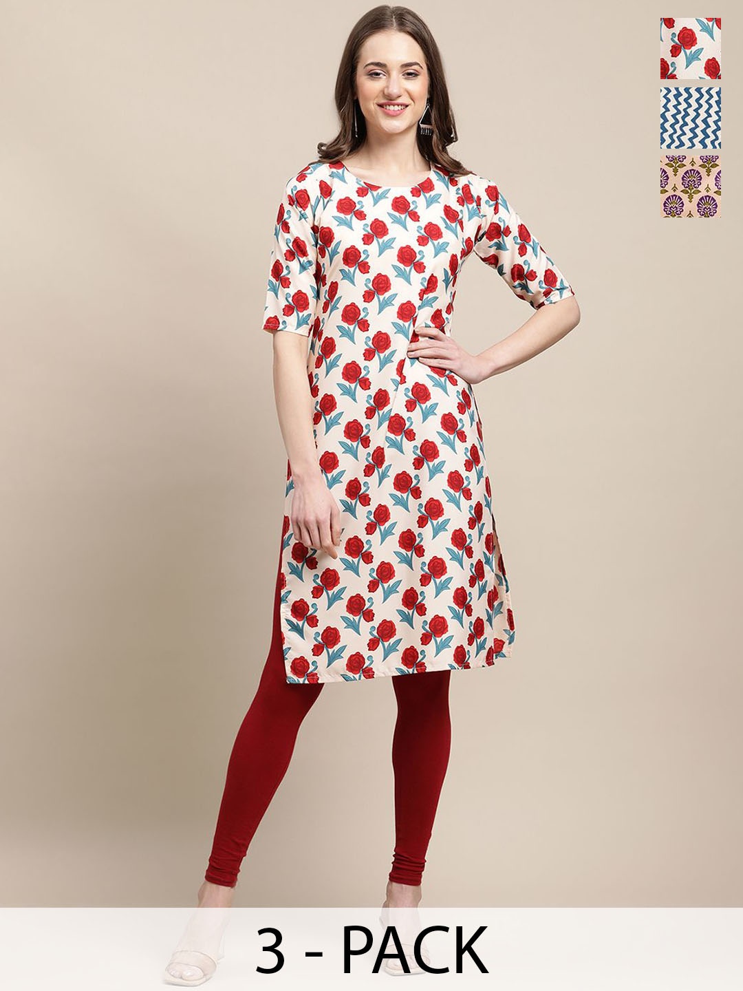 7Threads Selection Of 3 Ethnic Motifs Printed Round Neck Straight Crepe Kurtas, White
7Threads Selection Of 3 Ethnic Motifs Printed Round Neck Straight Crepe Kurtas, White