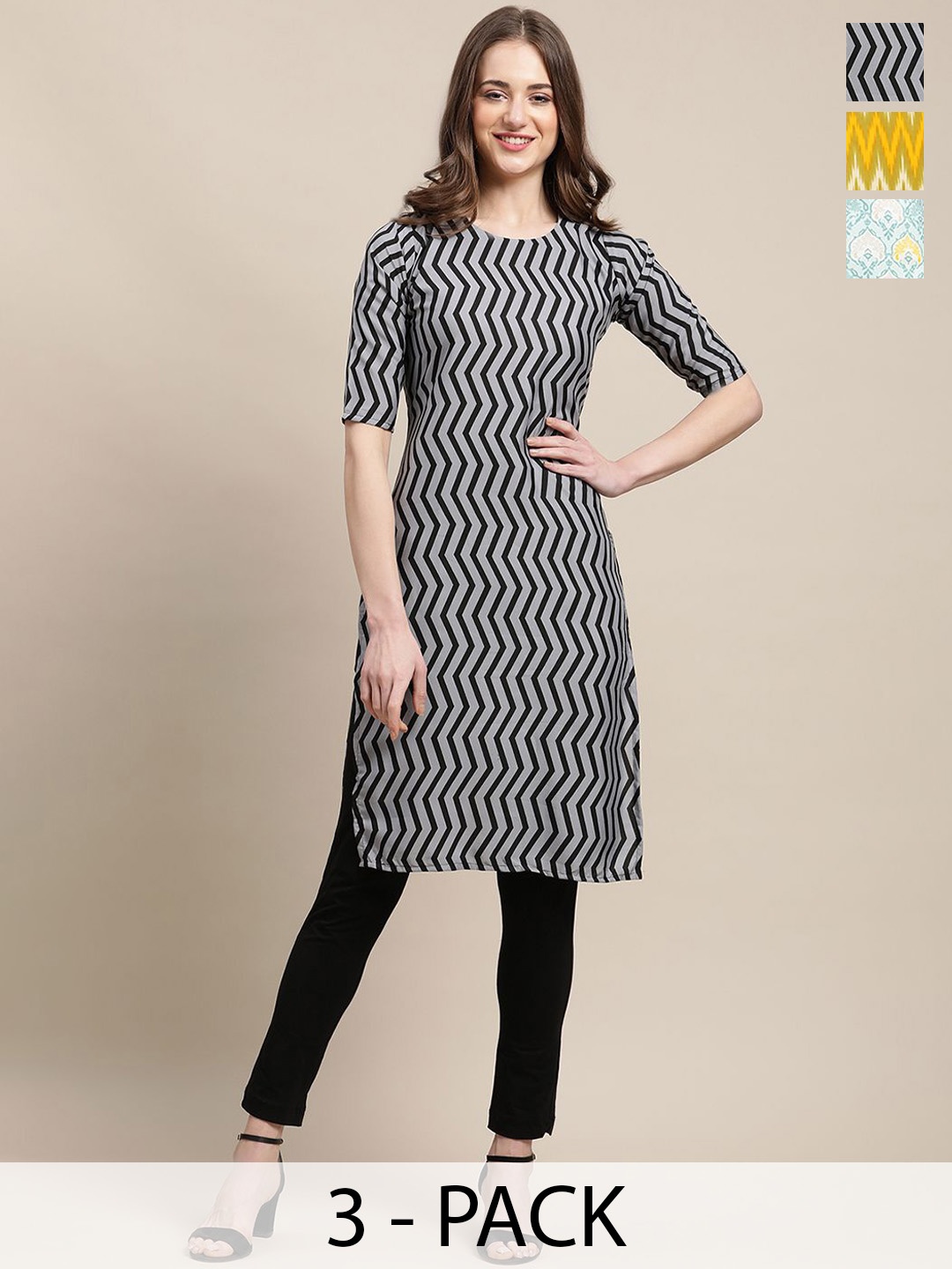 7Threads Selection Of 3 Ethnic Motifs Printed Round Neck Crepe Straight Kurtas, Yellow
7Threads Selection Of 3 Ethnic Motifs Printed Round Neck Crepe Straight Kurtas, Yellow
