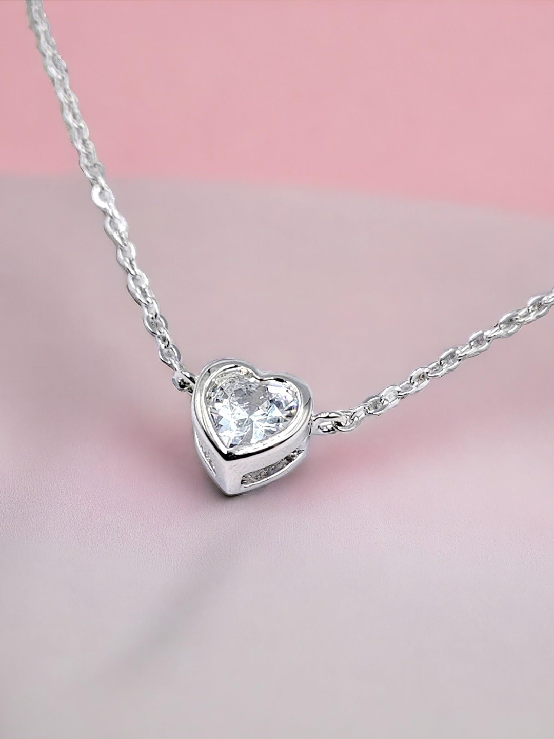 AMONROO 925 Sterling Silver Rhodium-Plated CZ Studded Solitaire Tiny Heart Pendant Chain
AMONROO 925 Sterling Silver Rhodium-Plated CZ Studded Solitaire Tiny Heart Pendant Chain