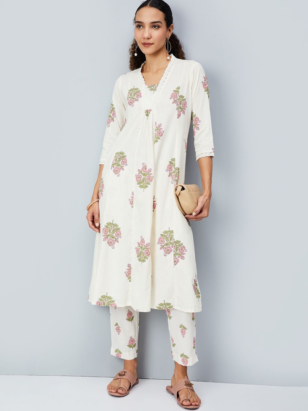 max Floral Printed V-Neck Panelled A-Line Pure Cotton Kurta With Trouser, Off white
max Floral Printed V-Neck Panelled A-Line Pure Cotton Kurta With Trouser, Off white