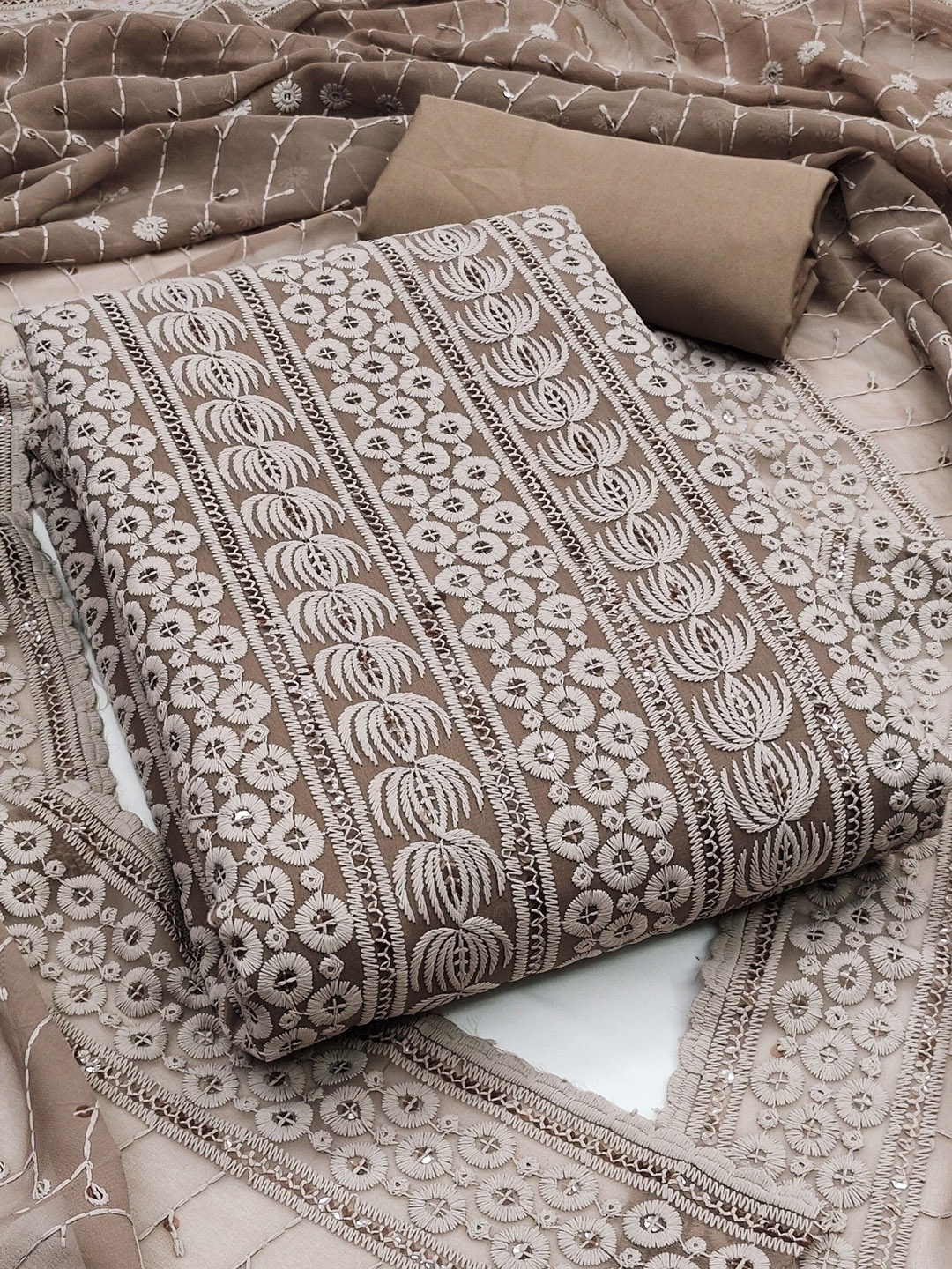 LeeliPeeri Designer Floral Chickankari Embroidered Georgette Unstitched Dress Material, Brown
LeeliPeeri Designer Floral Chickankari Embroidered Georgette Unstitched Dress Material, Brown