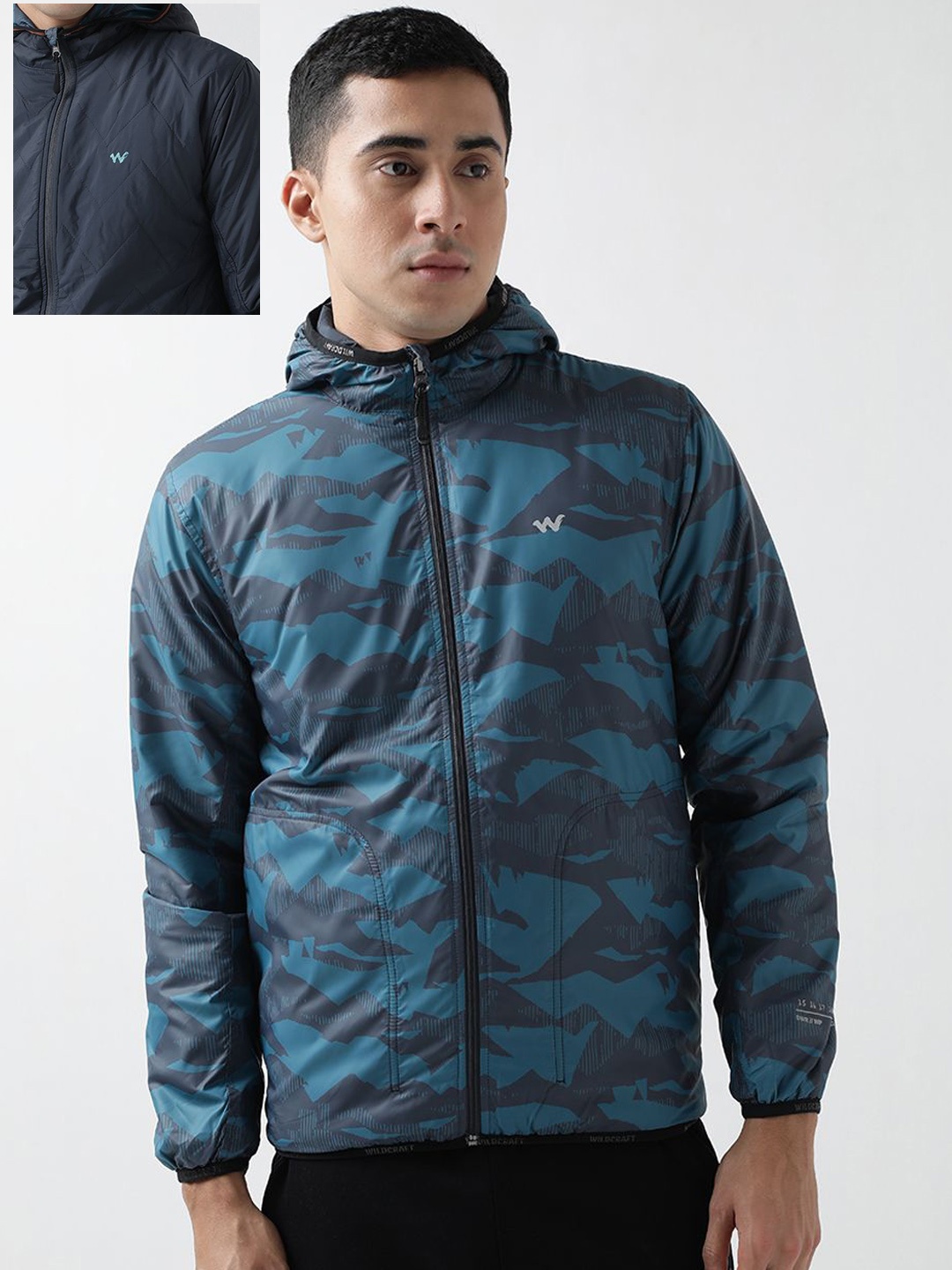 Wildcraft Men Hooded Camouflage Printed Casual Quilted Reversible Jacket, Navy blue
Wildcraft Men Hooded Camouflage Printed Casual Quilted Reversible Jacket, Navy blue