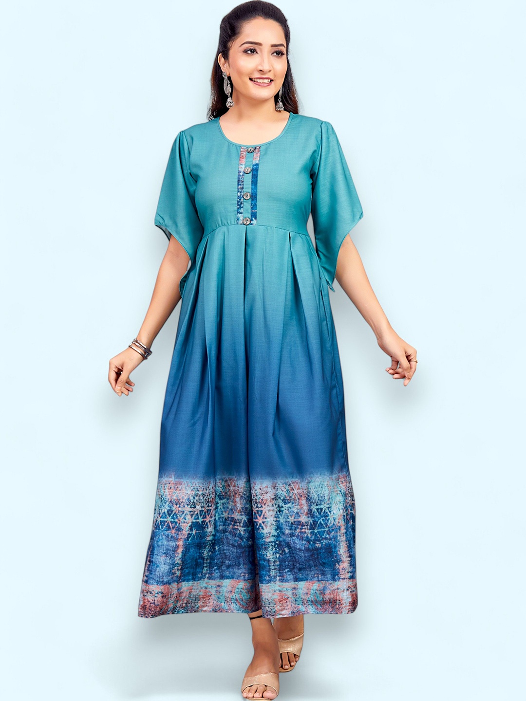 PAMPER YOURSELF Women Floral Printed Thread Work Floral Anarkali Kurta, Turquoise blue
PAMPER YOURSELF Women Floral Printed Thread Work Floral Anarkali Kurta, Turquoise blue