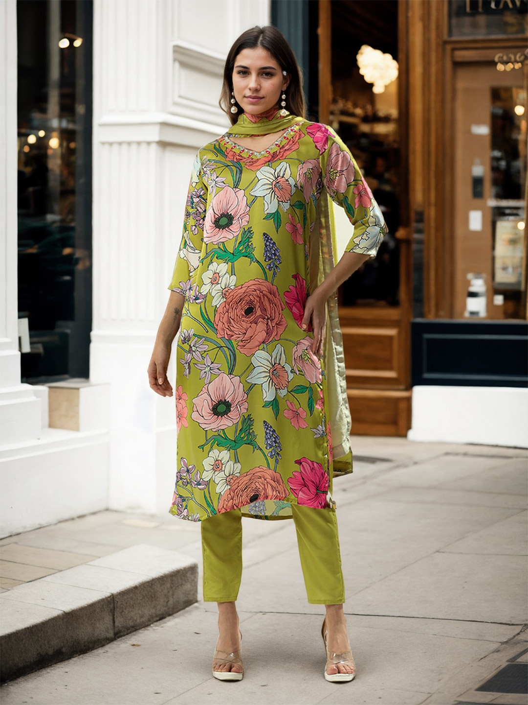 Jaipur Kurti Women Floral Embroidered Regular Mirror Work Kurta with Trousers & With Dupatta, Green
Jaipur Kurti Women Floral Embroidered Regular Mirror Work Kurta with Trousers & With Dupatta, Green