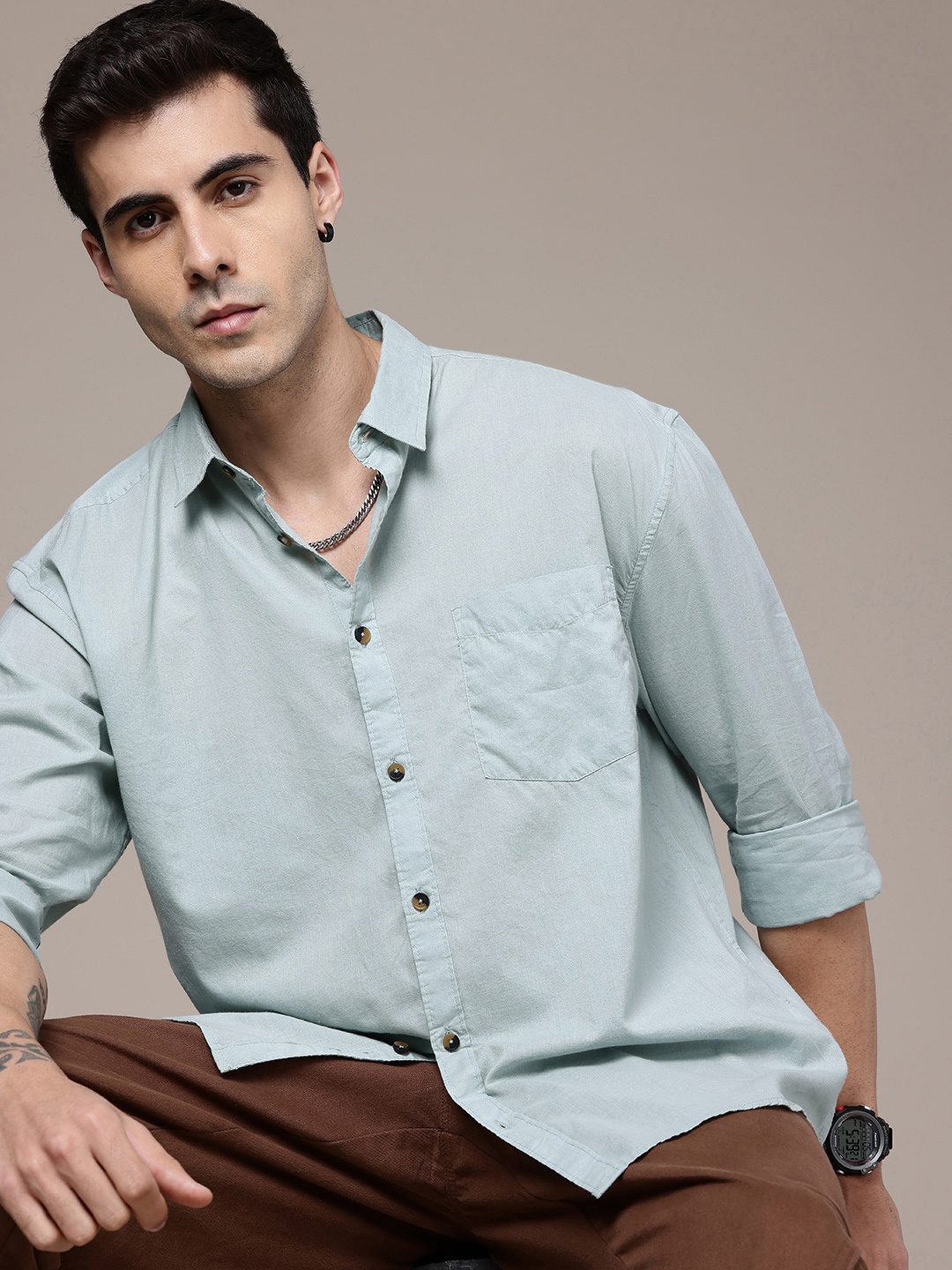 The Roadster Life Co. Relaxed Fit Opaque Pure Cotton Casual Shirt, Green
The Roadster Life Co. Relaxed Fit Opaque Pure Cotton Casual Shirt, Green