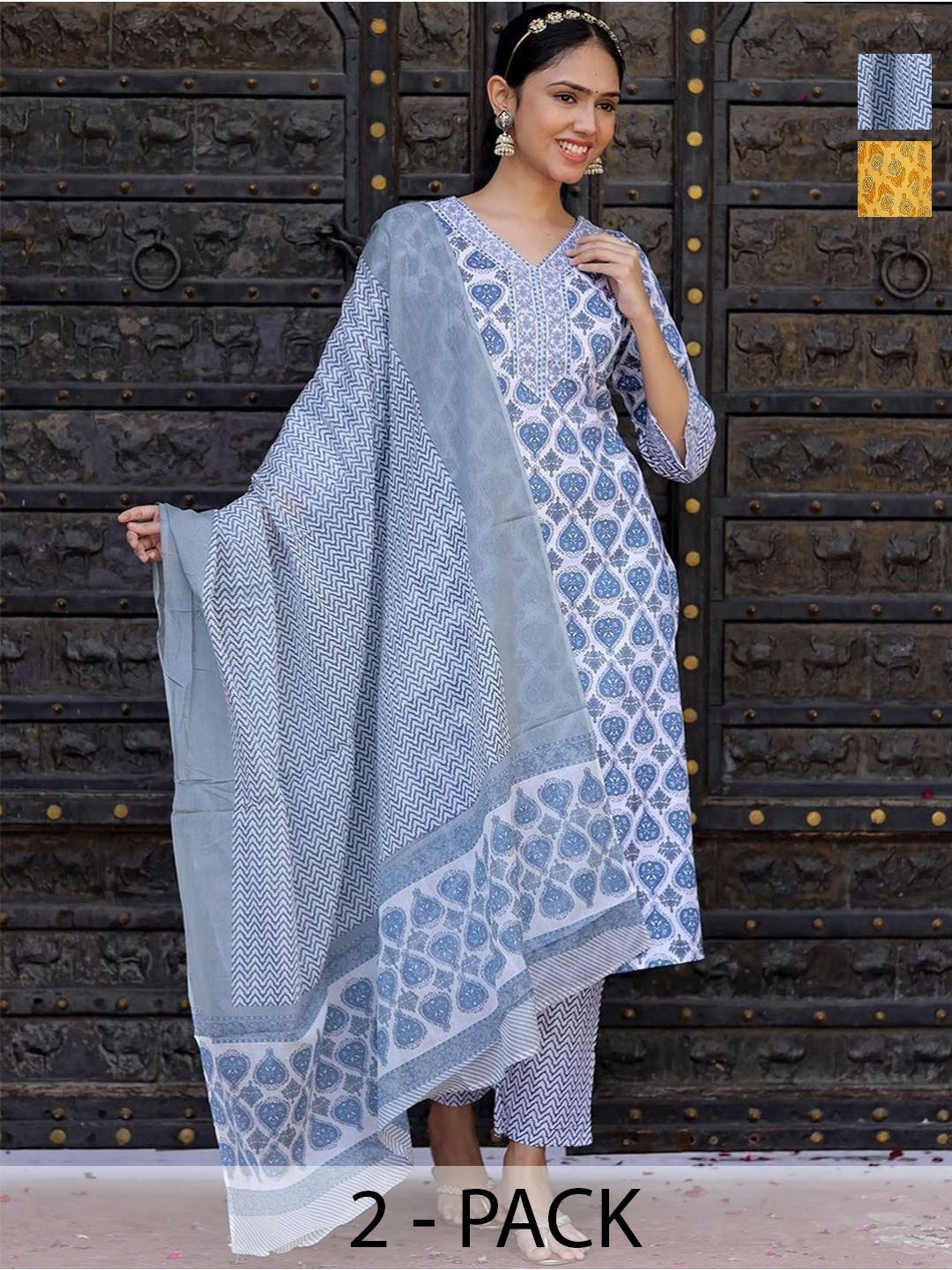 KALINI Women Ethnic Motifs Printed Regular Kurta with Trousers & With Dupatta, Yellow
KALINI Women Ethnic Motifs Printed Regular Kurta with Trousers & With Dupatta, Yellow