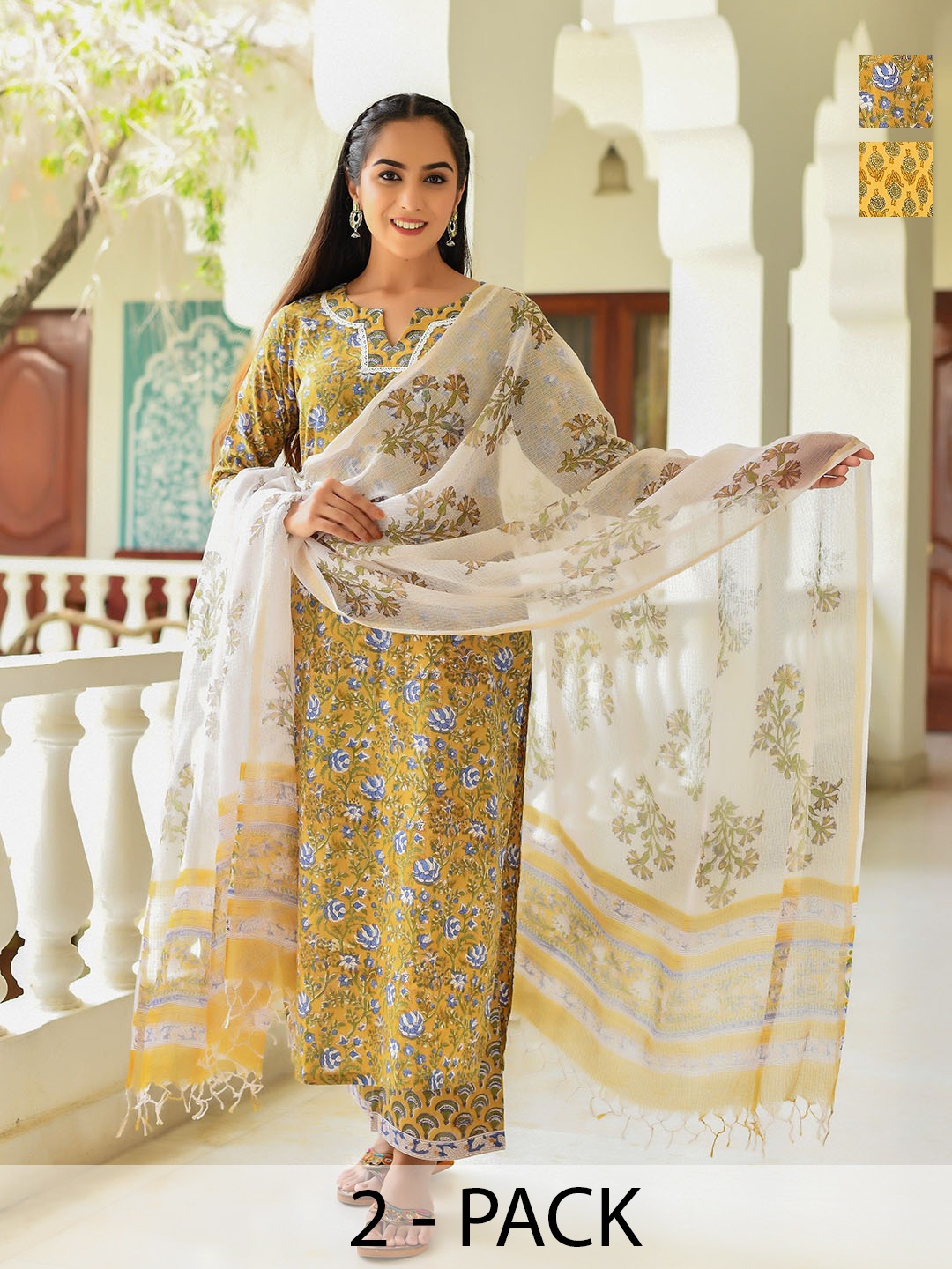 KALINI Women Ethnic Motifs Printed Regular Kurta with Trousers & With Dupatta, Yellow
KALINI Women Ethnic Motifs Printed Regular Kurta with Trousers & With Dupatta, Yellow