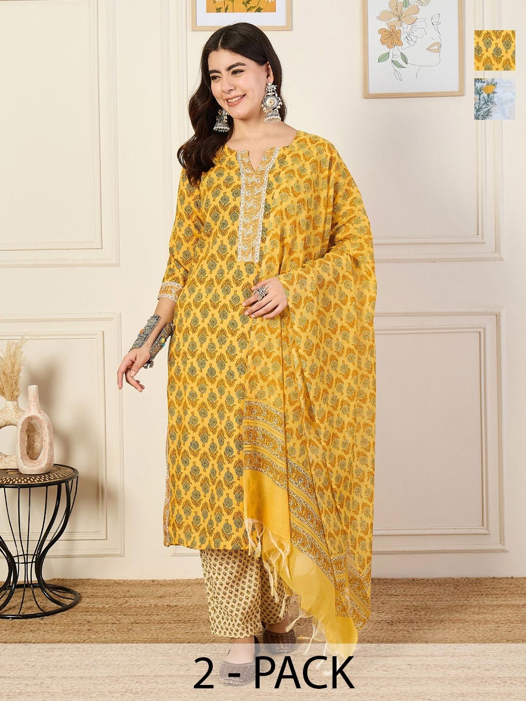 KALINI Women Ethnic Motifs Printed Regular Kurta with Trousers & With Dupatta, White
KALINI Women Ethnic Motifs Printed Regular Kurta with Trousers & With Dupatta, White