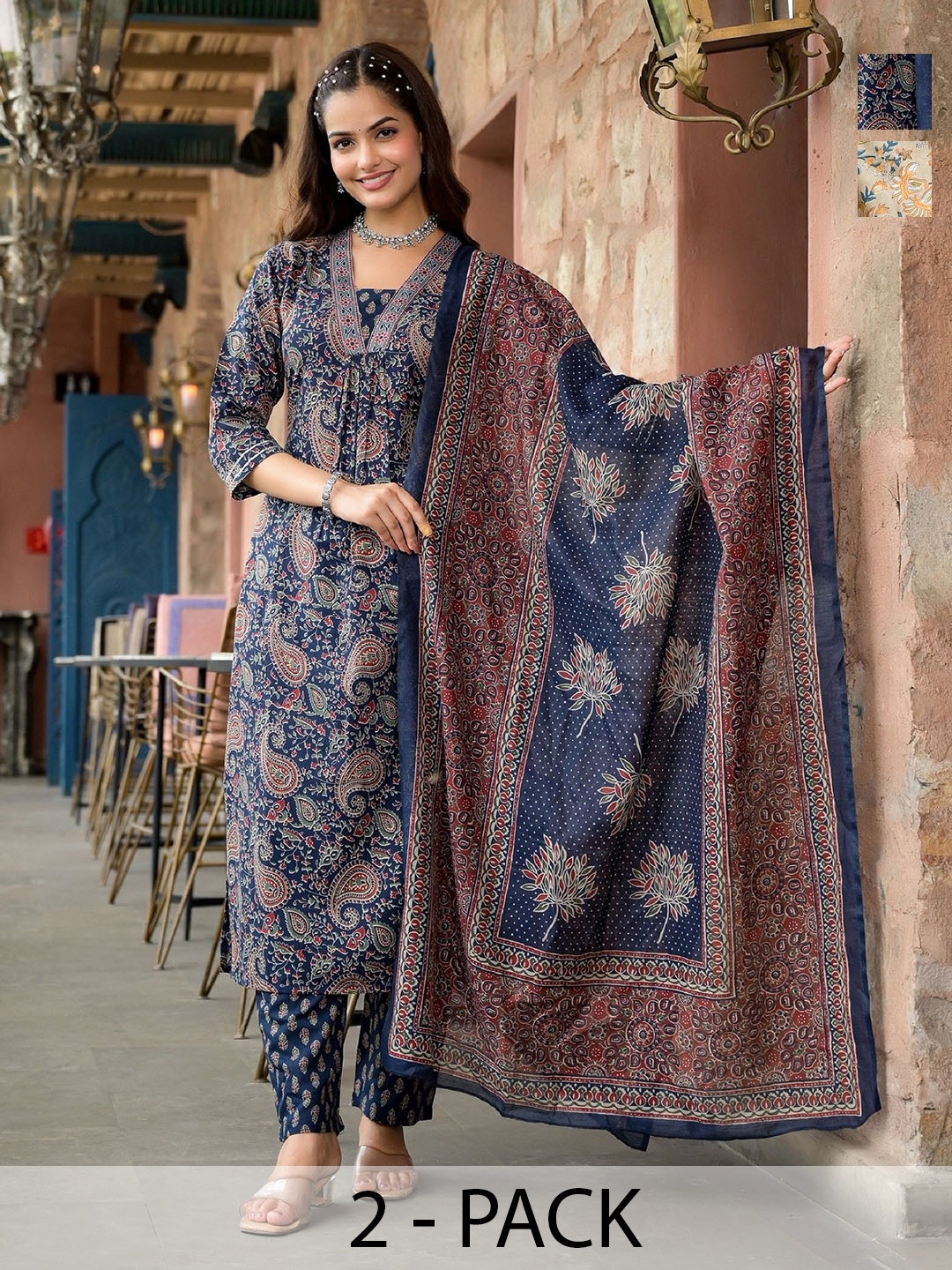 KALINI Women Ethnic Motifs Printed Regular Kurta with Trousers & With Dupatta, Blue
KALINI Women Ethnic Motifs Printed Regular Kurta with Trousers & With Dupatta, Blue