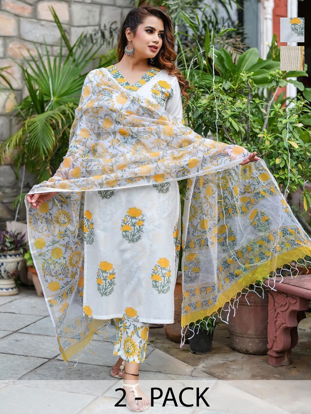 KALINI Women Ethnic Motifs Printed Regular Kurta with Trousers & With Dupatta, Beige
KALINI Women Ethnic Motifs Printed Regular Kurta with Trousers & With Dupatta, Beige