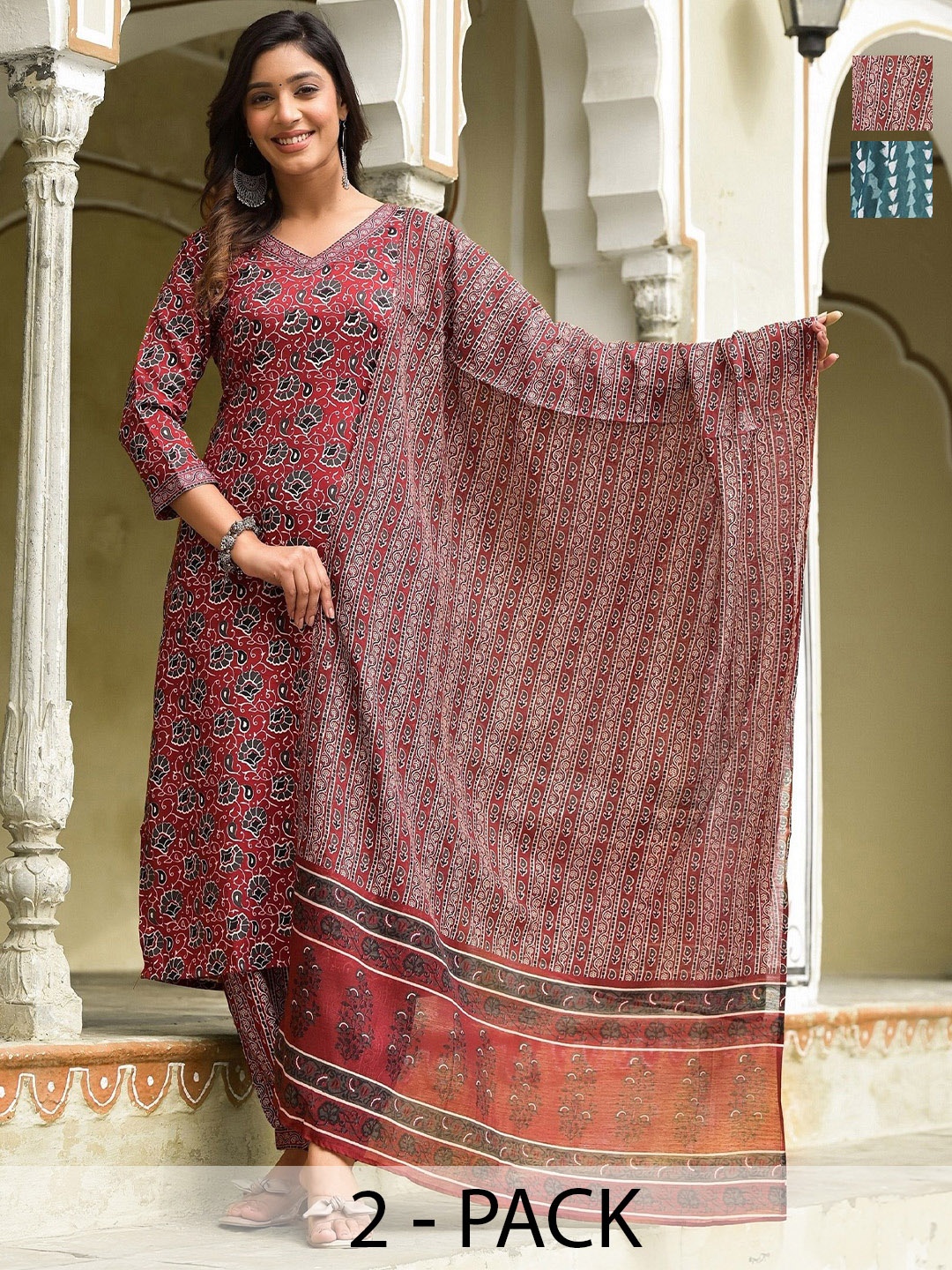 KALINI Women Ethnic Motifs Printed Regular Kurta with Trousers & With Dupatta, Maroon
KALINI Women Ethnic Motifs Printed Regular Kurta with Trousers & With Dupatta, Maroon