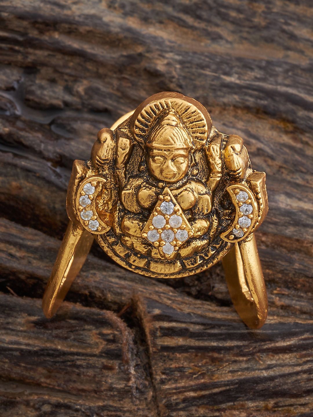 Kushal's Fashion Jewellery Gold-Plated 92.5 Sterling Silver CZ Studded Temple Finger Ring
Kushal's Fashion Jewellery Gold-Plated 92.5 Sterling Silver CZ Studded Temple Finger Ring