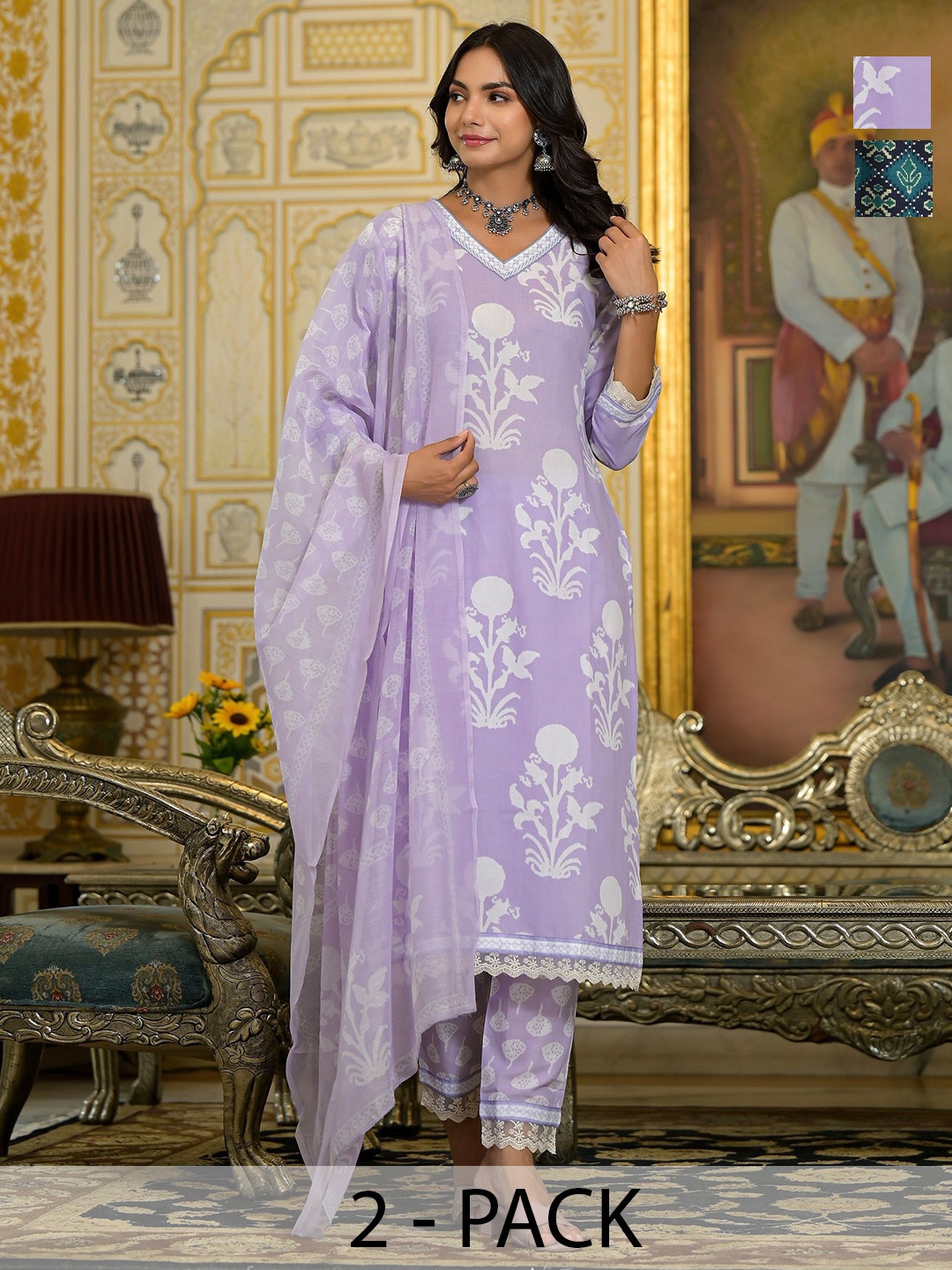 KALINI Women Ethnic Motifs Printed Regular Kurta with Trousers & With Dupatta, Violet
KALINI Women Ethnic Motifs Printed Regular Kurta with Trousers & With Dupatta, Violet