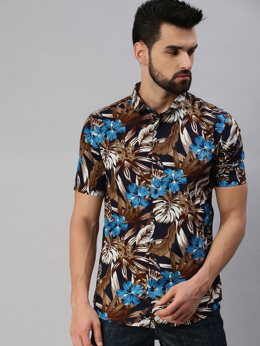SHOWOFF Men Standard Slim Fit Spread Collar Floral Printed Cotton Casual Shirt, Black
SHOWOFF Men Standard Slim Fit Spread Collar Floral Printed Cotton Casual Shirt, Black
