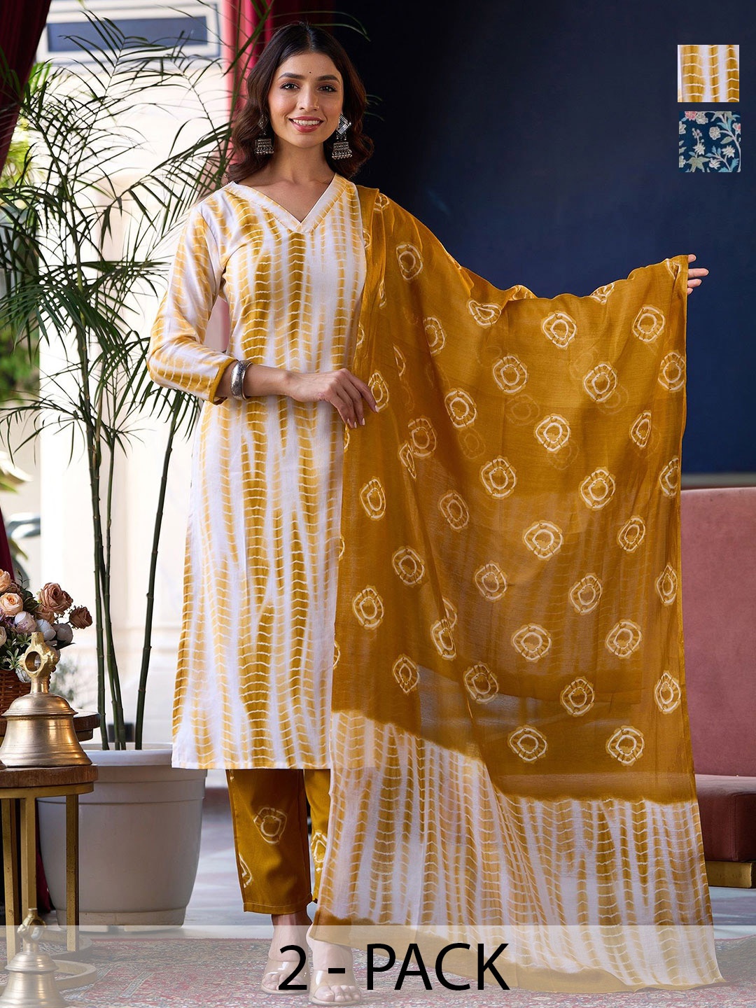 KALINI Women Ethnic Motifs Printed Regular Kurta with Trousers & With Dupatta, Yellow
KALINI Women Ethnic Motifs Printed Regular Kurta with Trousers & With Dupatta, Yellow