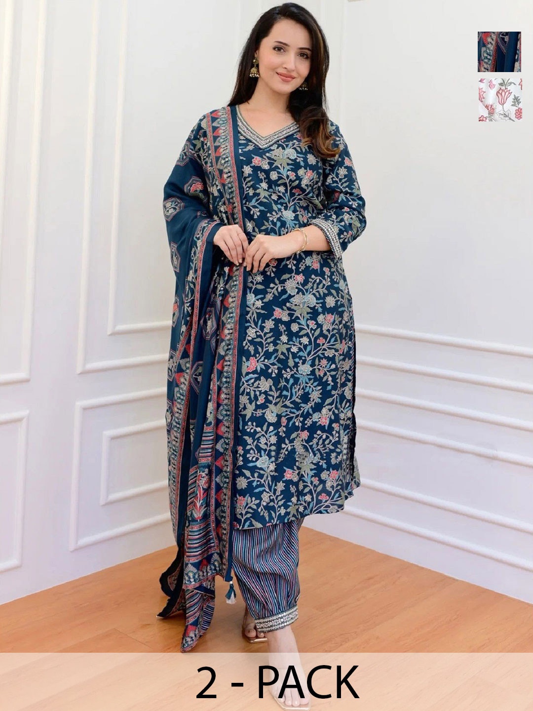 KALINI Women Ethnic Motifs Printed Regular Kurta with Trousers & With Dupatta, White
KALINI Women Ethnic Motifs Printed Regular Kurta with Trousers & With Dupatta, White
