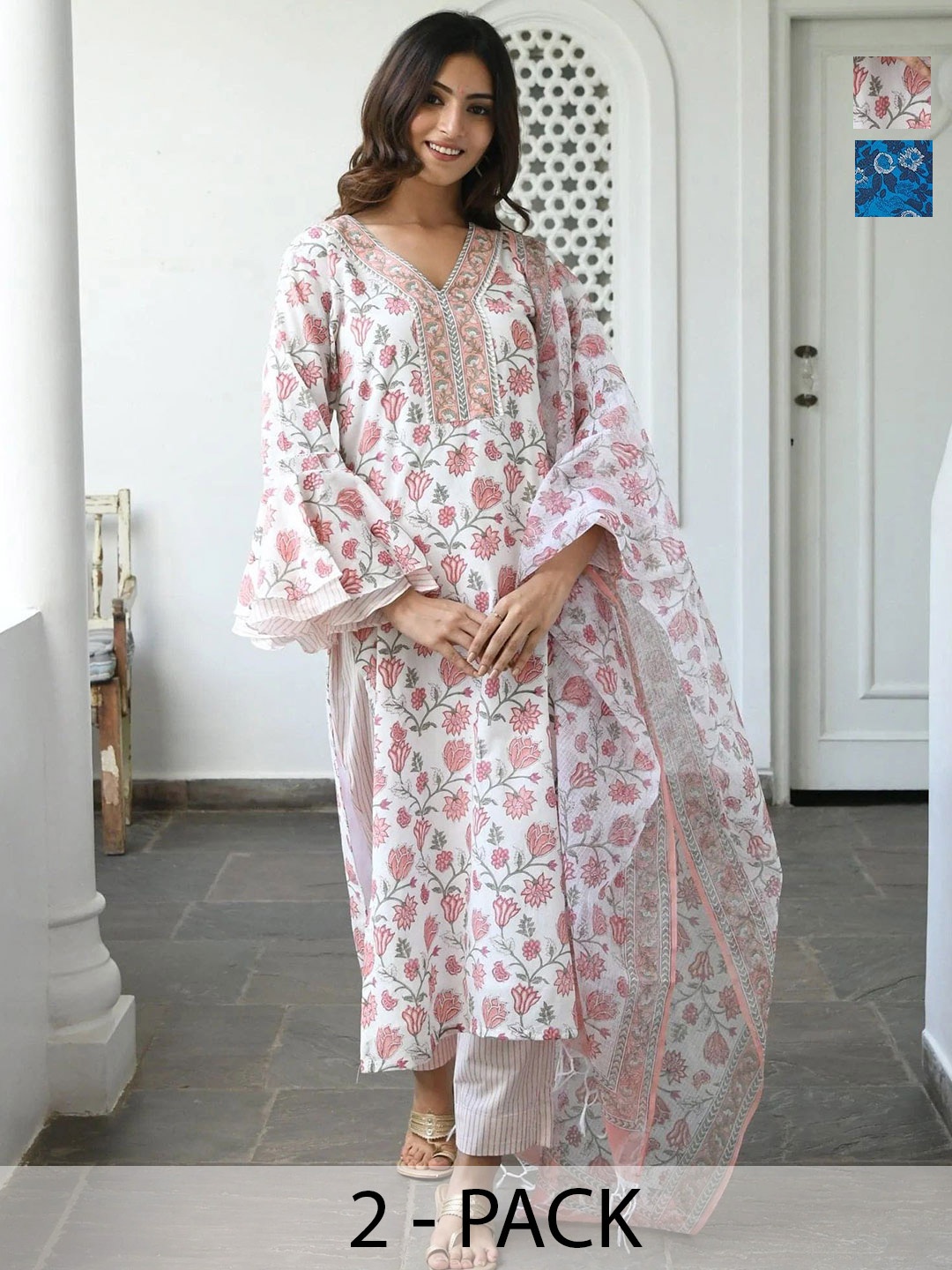 KALINI Women Ethnic Motifs Printed Regular Kurta with Trousers & With Dupatta, White
KALINI Women Ethnic Motifs Printed Regular Kurta with Trousers & With Dupatta, White
