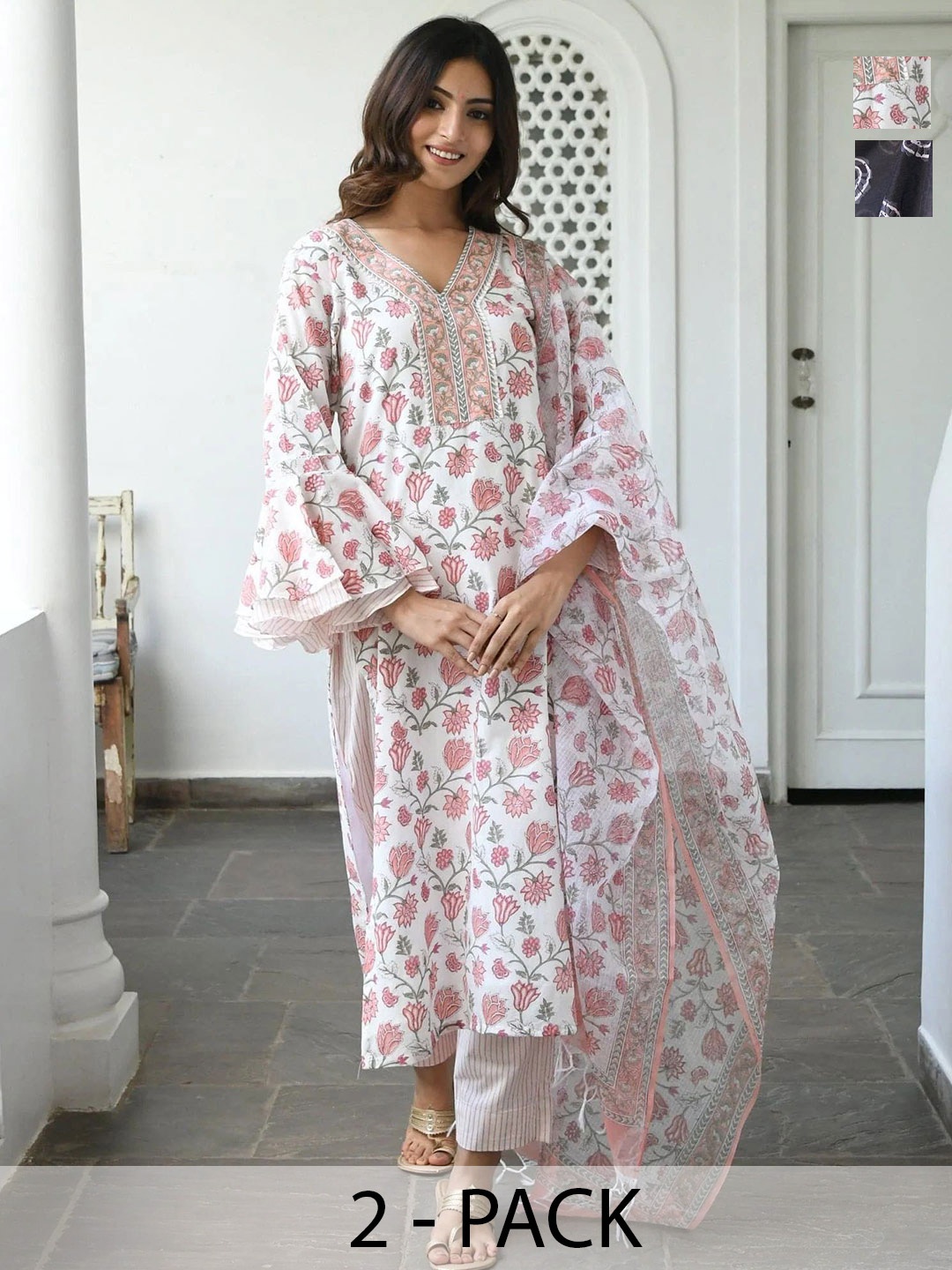 KALINI Women Ethnic Motifs Printed Regular Kurta with Trousers & With Dupatta, White
KALINI Women Ethnic Motifs Printed Regular Kurta with Trousers & With Dupatta, White