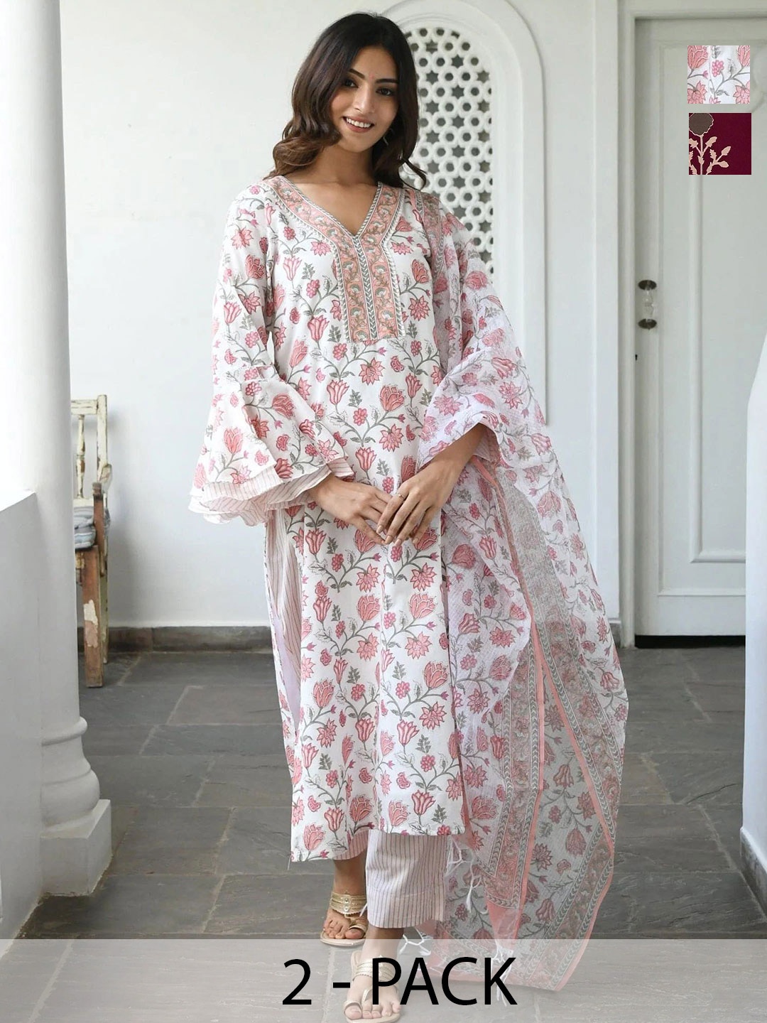 KALINI Women Ethnic Motifs Printed Regular Kurta with Trousers & With Dupatta, White
KALINI Women Ethnic Motifs Printed Regular Kurta with Trousers & With Dupatta, White