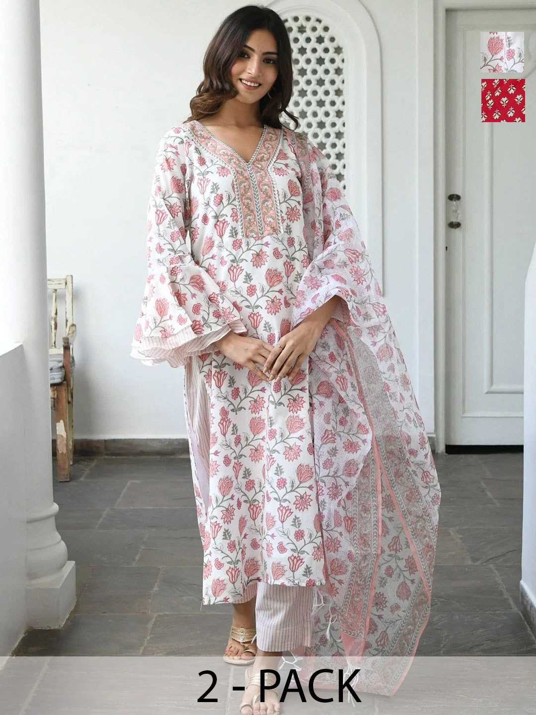 KALINI Women Ethnic Motifs Printed Regular Kurta with Trousers & With Dupatta, White
KALINI Women Ethnic Motifs Printed Regular Kurta with Trousers & With Dupatta, White