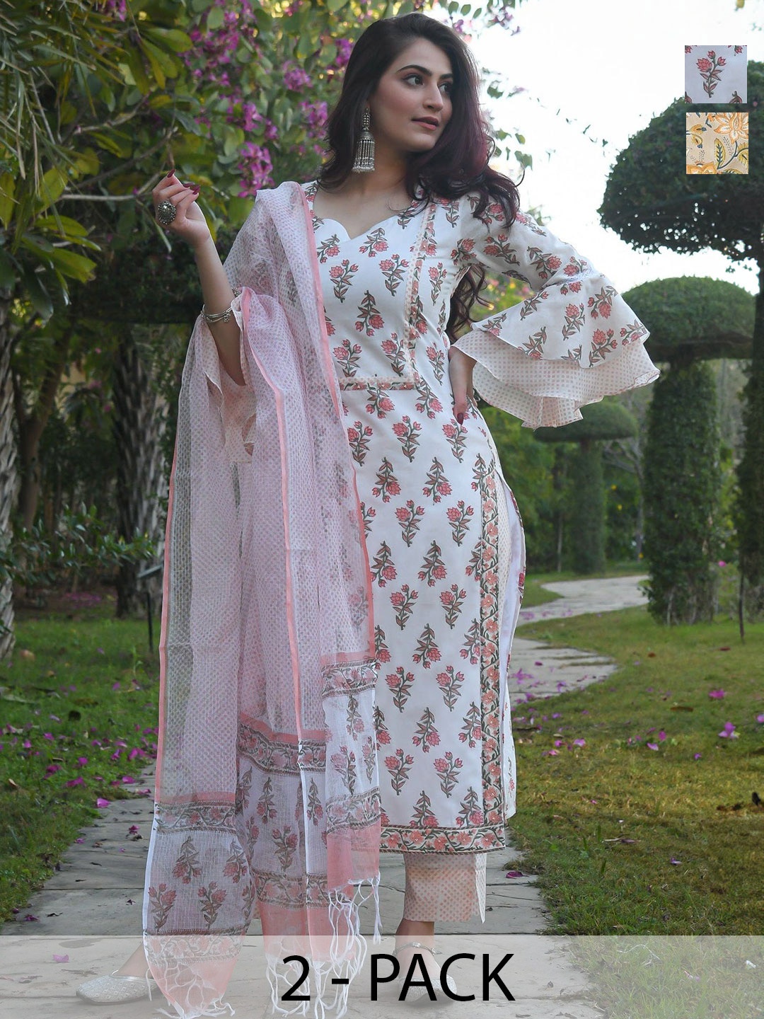 KALINI Women Ethnic Motifs Printed Regular Kurta with Trousers & With Dupatta, White
KALINI Women Ethnic Motifs Printed Regular Kurta with Trousers & With Dupatta, White