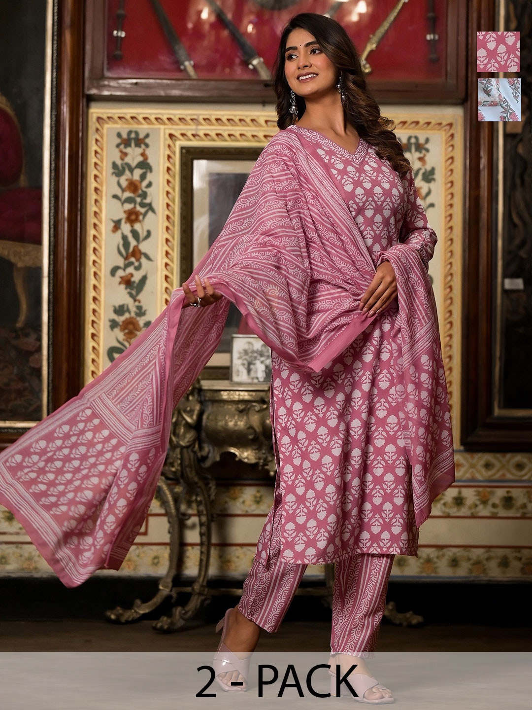 KALINI Women Ethnic Motifs Printed Regular Kurta with Trousers & With Dupatta, White
KALINI Women Ethnic Motifs Printed Regular Kurta with Trousers & With Dupatta, White
