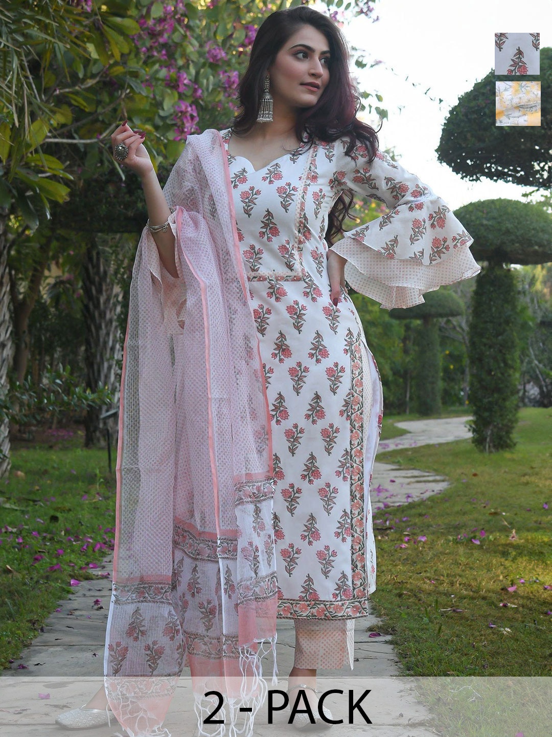 KALINI Women Ethnic Motifs Printed Regular Kurta with Trousers & With Dupatta, White
KALINI Women Ethnic Motifs Printed Regular Kurta with Trousers & With Dupatta, White