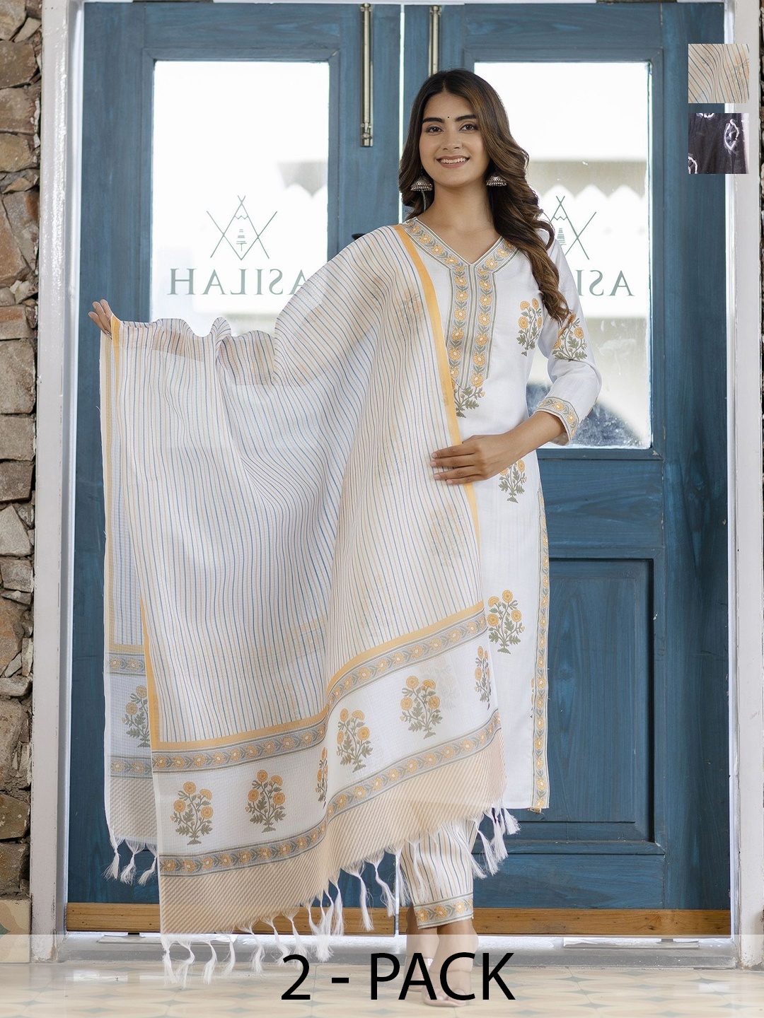 KALINI Women Ethnic Motifs Printed Regular Kurta with Trousers & With Dupatta, White
KALINI Women Ethnic Motifs Printed Regular Kurta with Trousers & With Dupatta, White
