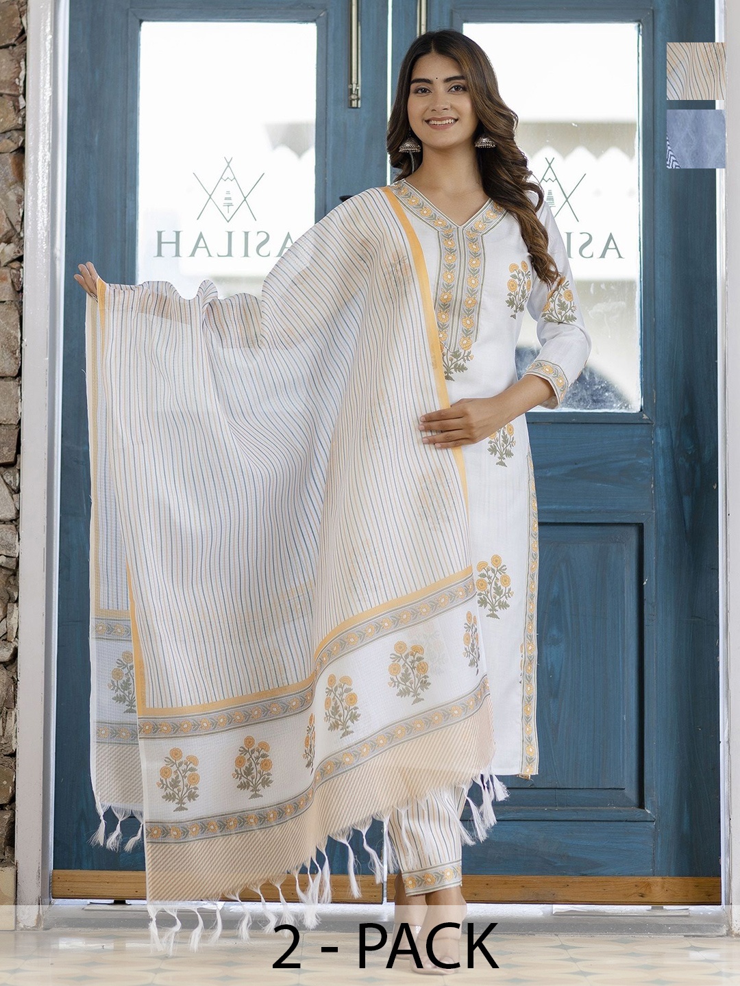 KALINI Women Ethnic Motifs Printed Regular Kurta with Trousers & With Dupatta, White
KALINI Women Ethnic Motifs Printed Regular Kurta with Trousers & With Dupatta, White