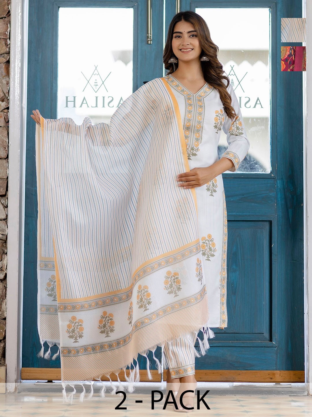 KALINI Women Ethnic Motifs Printed Regular Kurta with Trousers & With Dupatta, White
KALINI Women Ethnic Motifs Printed Regular Kurta with Trousers & With Dupatta, White