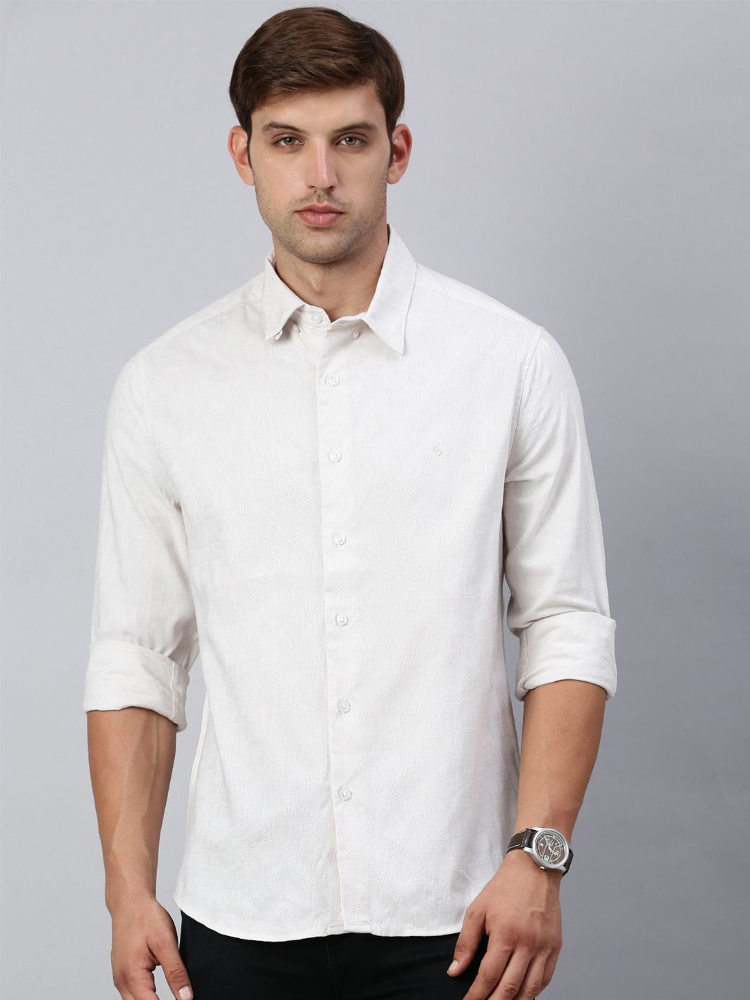 Classic Polo Men India Slim Fit Spread Collar Textured Cotton Casual Shirt, Off white
Classic Polo Men India Slim Fit Spread Collar Textured Cotton Casual Shirt, Off white