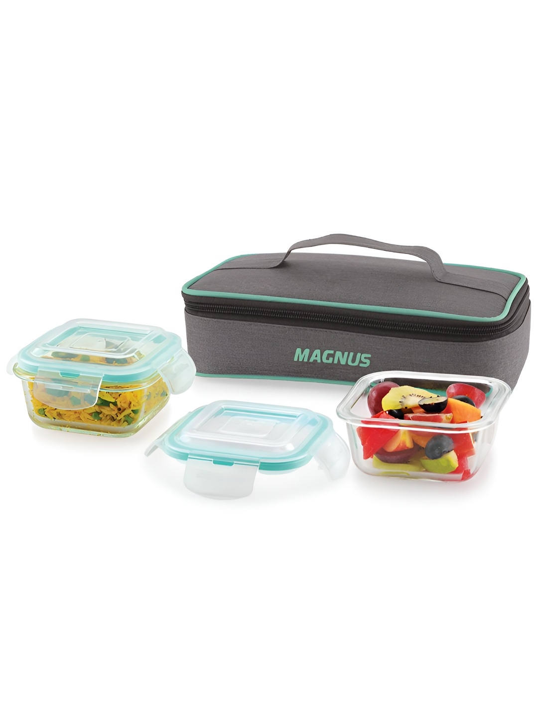 Magnus Vivid Linen 640ml Glass Lunch Box with 2 Square Borosilicate Containers & Pouch, Transparent
Magnus Vivid Linen 640ml Glass Lunch Box with 2 Square Borosilicate Containers & Pouch, Transparent