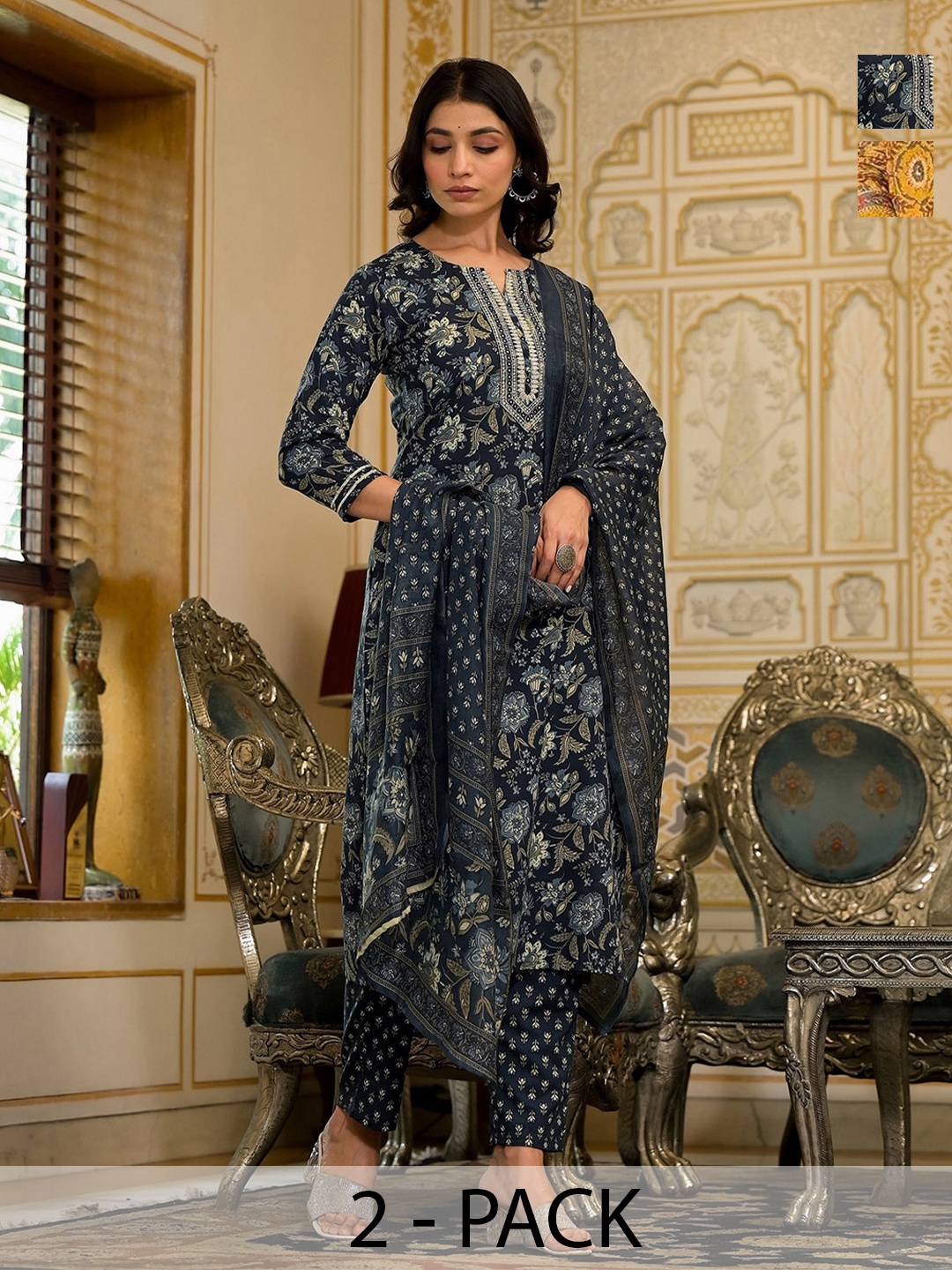 KALINI Women Ethnic Motifs Printed Regular Kurta with Trousers & With Dupatta, Yellow
KALINI Women Ethnic Motifs Printed Regular Kurta with Trousers & With Dupatta, Yellow