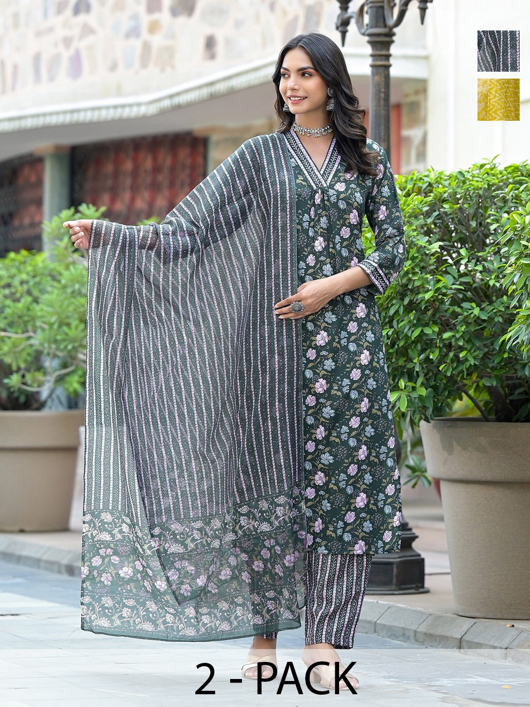 KALINI Women Ethnic Motifs Printed Regular Kurta with Trousers & With Dupatta, Yellow
KALINI Women Ethnic Motifs Printed Regular Kurta with Trousers & With Dupatta, Yellow