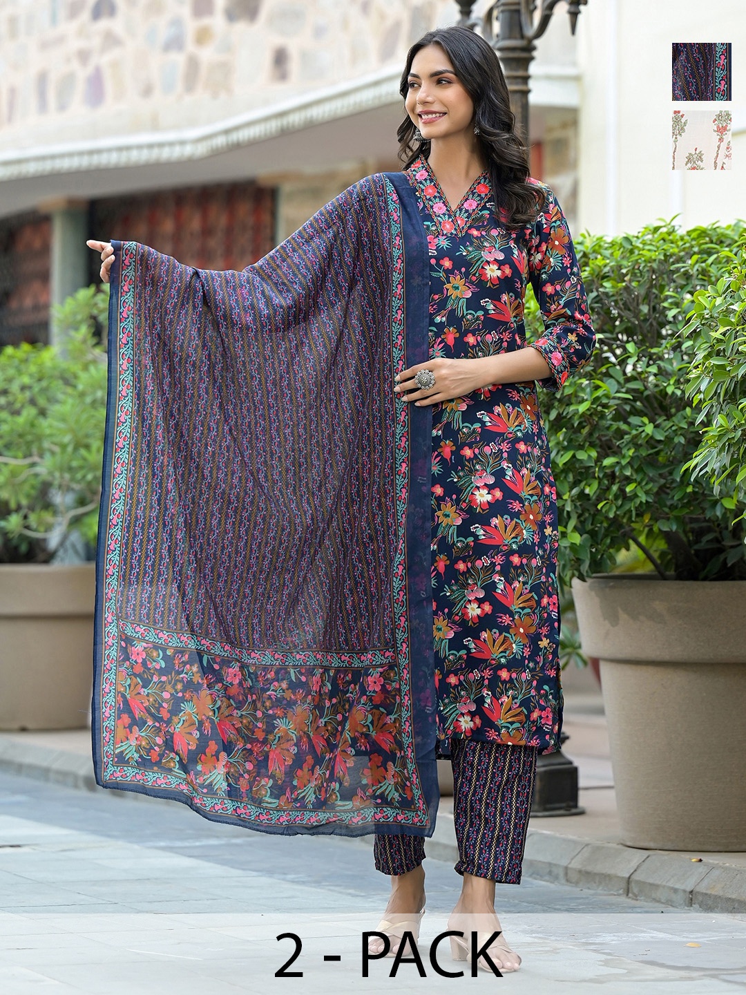 KALINI Women Ethnic Motifs Printed Regular Kurta with Trousers & With Dupatta, Navy blue
KALINI Women Ethnic Motifs Printed Regular Kurta with Trousers & With Dupatta, Navy blue