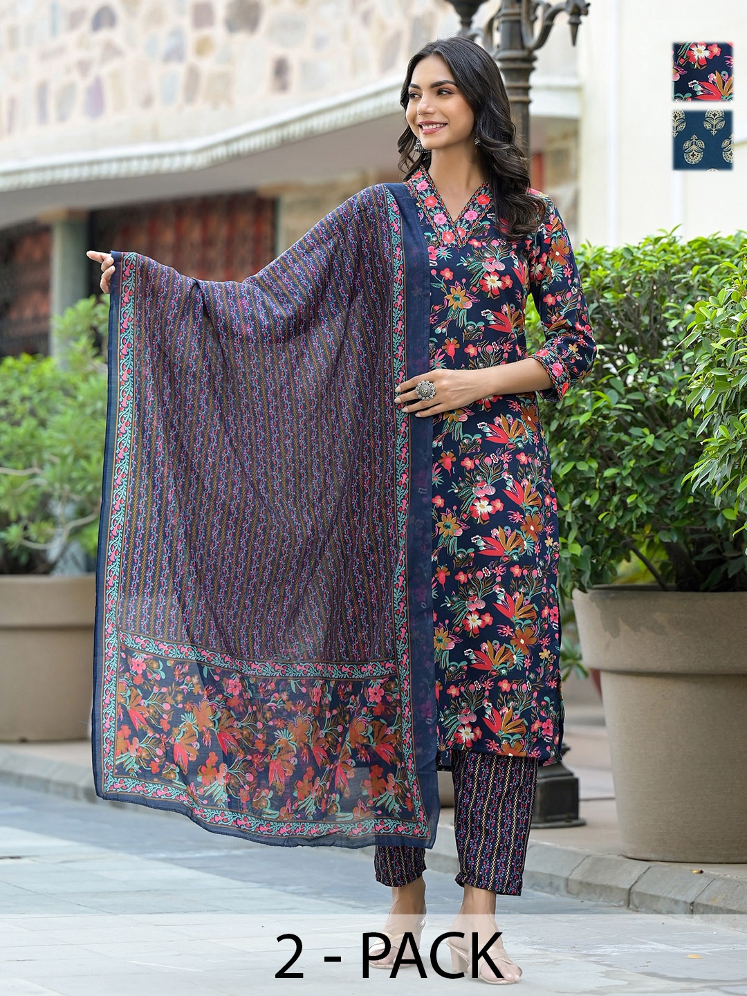 KALINI Women Ethnic Motifs Printed Regular Kurta with Trousers & With Dupatta, Navy blue
KALINI Women Ethnic Motifs Printed Regular Kurta with Trousers & With Dupatta, Navy blue