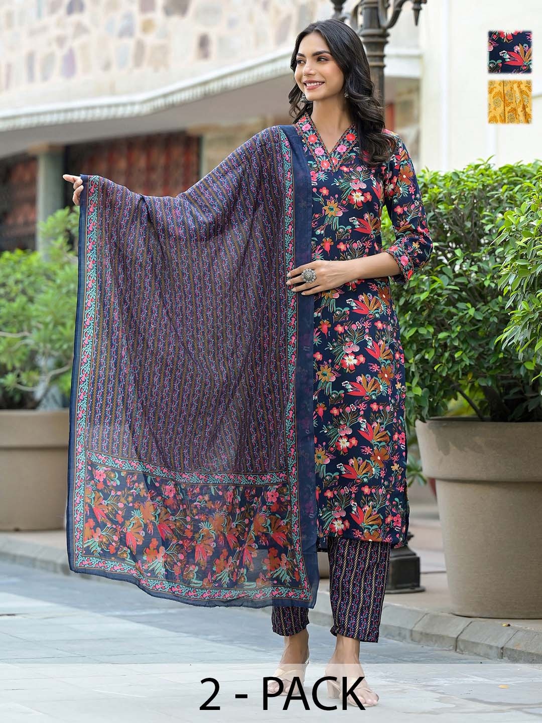 KALINI Women Ethnic Motifs Printed Regular Kurta with Trousers & With Dupatta, Yellow
KALINI Women Ethnic Motifs Printed Regular Kurta with Trousers & With Dupatta, Yellow