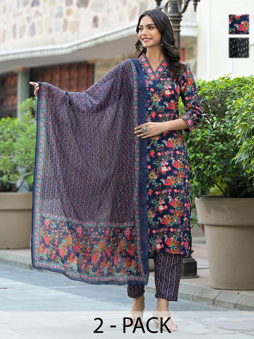 KALINI Women Ethnic Motifs Printed Regular Kurta with Trousers & With Dupatta, Navy blue
KALINI Women Ethnic Motifs Printed Regular Kurta with Trousers & With Dupatta, Navy blue