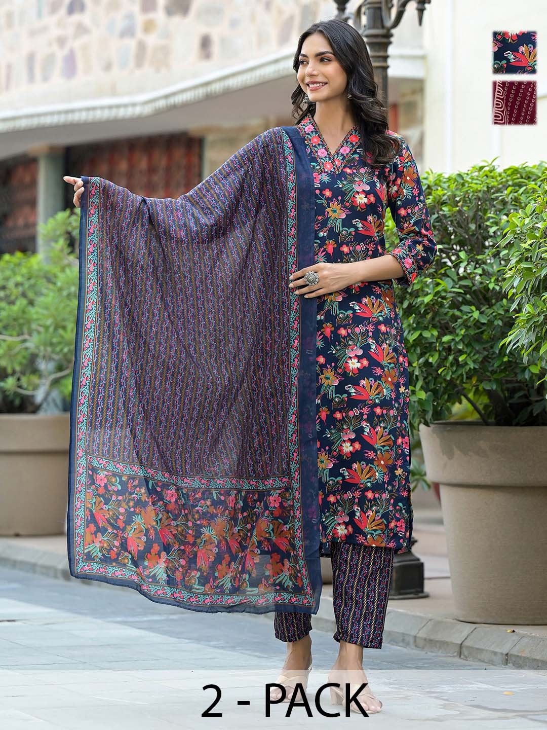 KALINI Women Ethnic Motifs Printed Regular Kurta with Trousers & With Dupatta, Navy blue
KALINI Women Ethnic Motifs Printed Regular Kurta with Trousers & With Dupatta, Navy blue