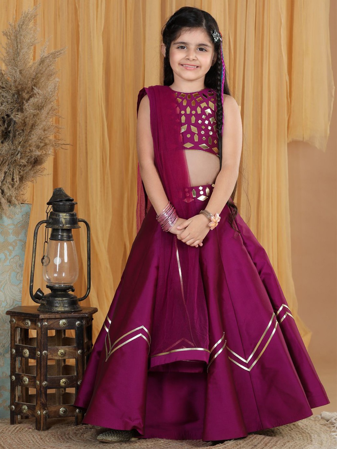 THE LITTLE CELEBS Girls Embellished Beads and Stones Ready to Wear Lehenga & Blouse With Dupatta, Mauve
THE LITTLE CELEBS Girls Embellished Beads and Stones Ready to Wear Lehenga & Blouse With Dupatta, Mauve